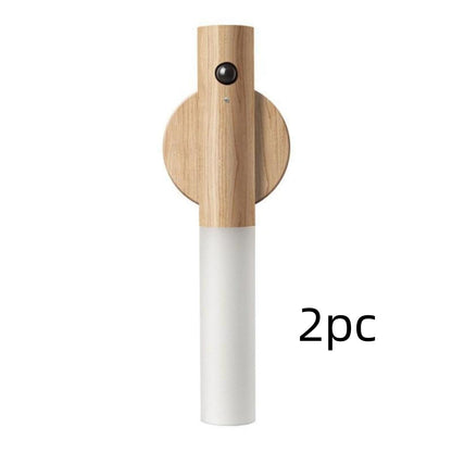 Motion Sensor Night Light, Rechargeable Body Sensor Night Light Indoor, Magnetic Wooden LED Wall Sconce For Bedroom Corridor Staircase Cabinet Intelligent Human Body Induction Night Light